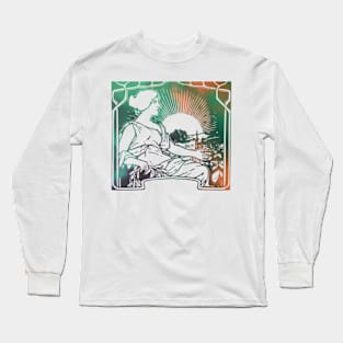 Woman And Sunrise In Northern Lights Long Sleeve T-Shirt